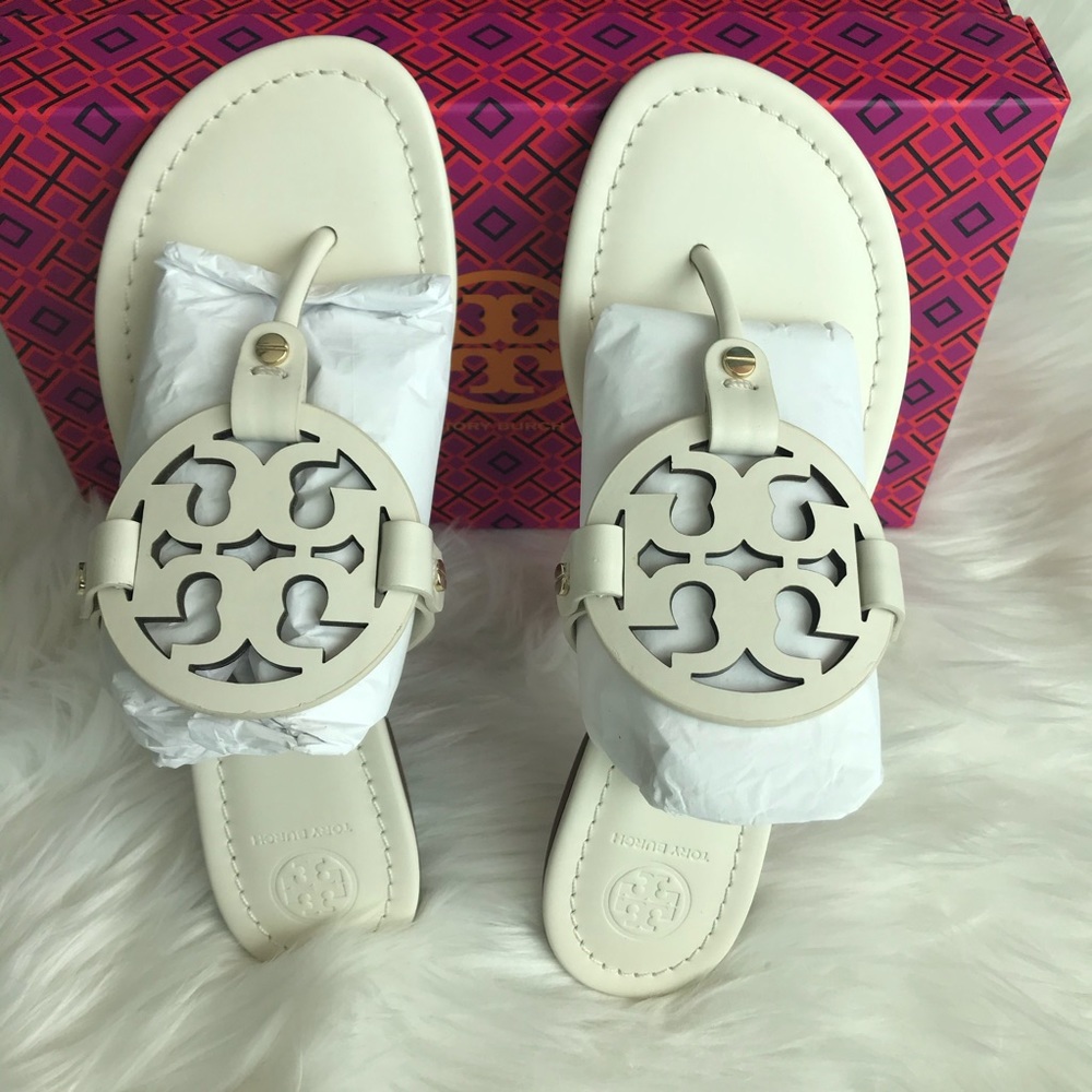 NEW IN BOX TORY BURCH MILLER SANDALS BLEACH - Picture 9 of 12